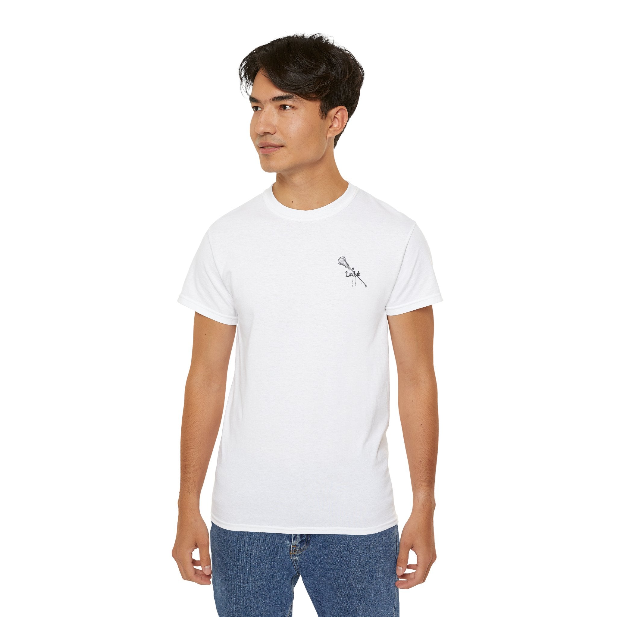 Lacrosse Graphic Tee — "Sorry. Can't. Lacrosse. Bye." White Cotton Shirt