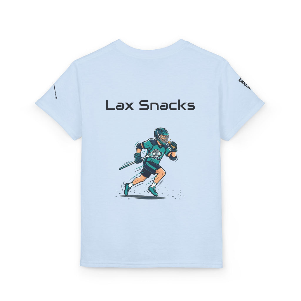 Youth Lacrosse T-Shirt — 'Lax Snacks' Player Graphic