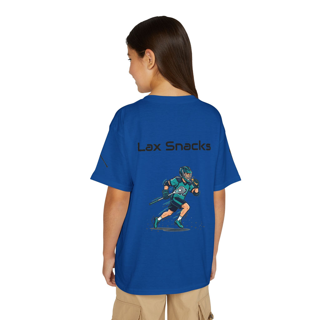 Youth Lacrosse T-Shirt — 'Lax Snacks' Player Graphic