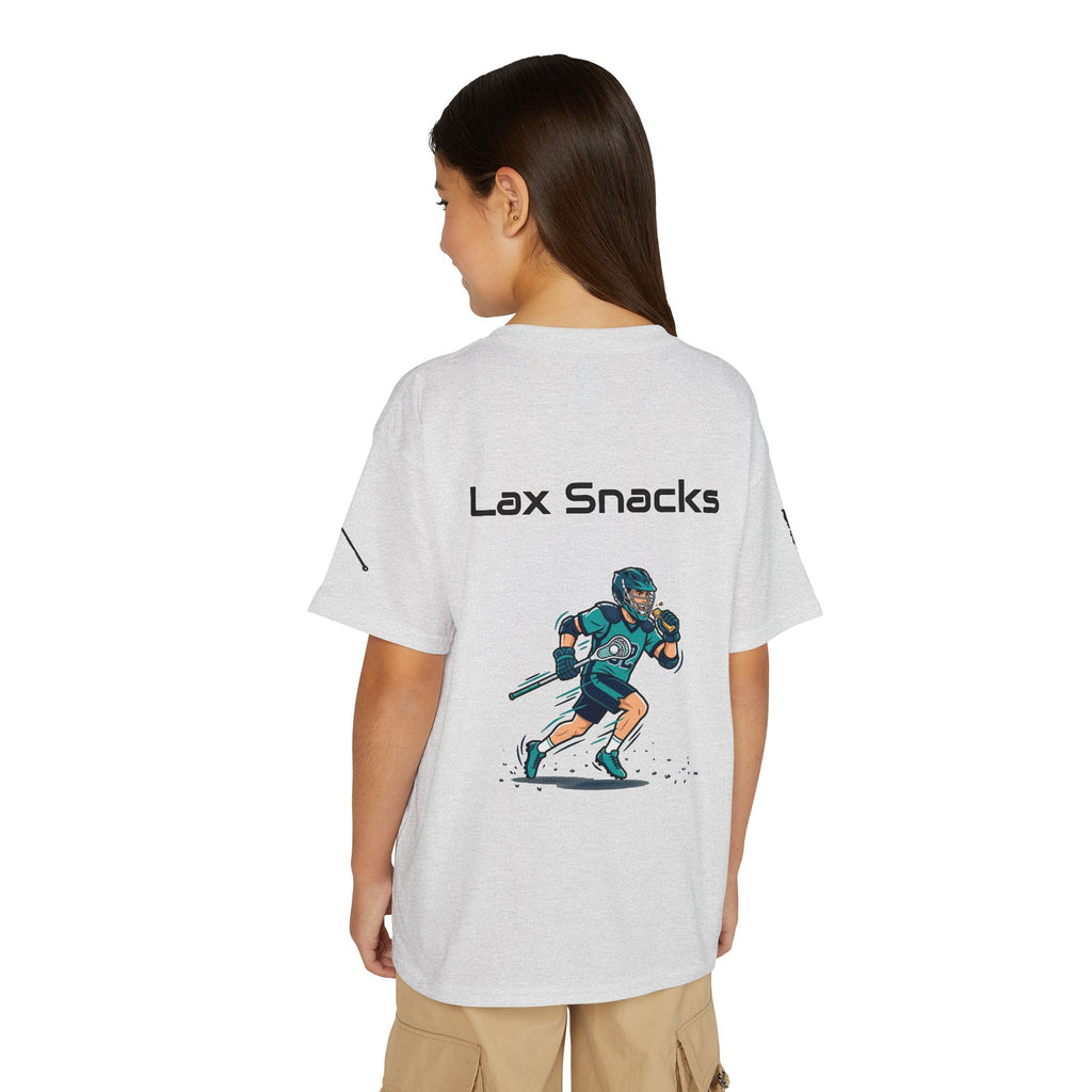 Youth Lacrosse T-Shirt — 'Lax Snacks' Player Graphic