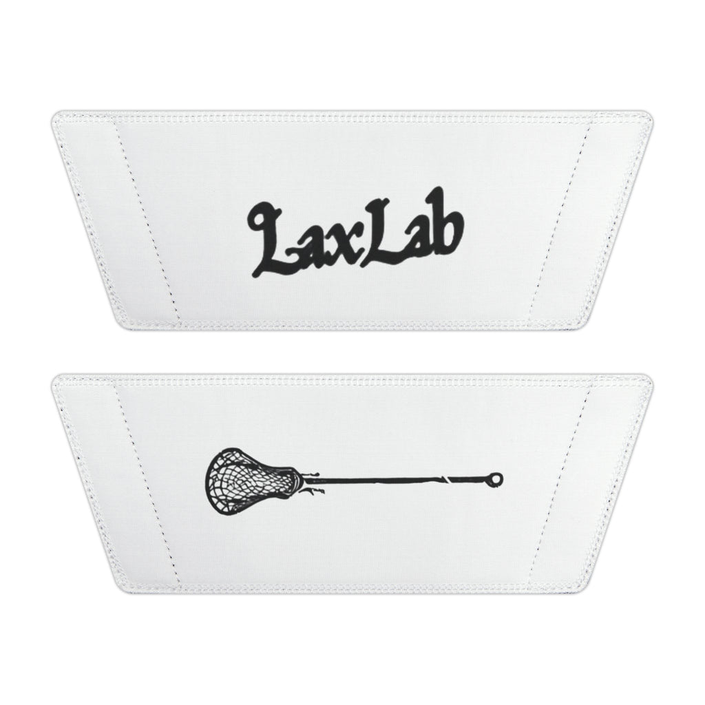 Youth Lacrosse Slide Sandals – Adjustable White Removable-Strap Slides with Lacrosse Stick Graphic