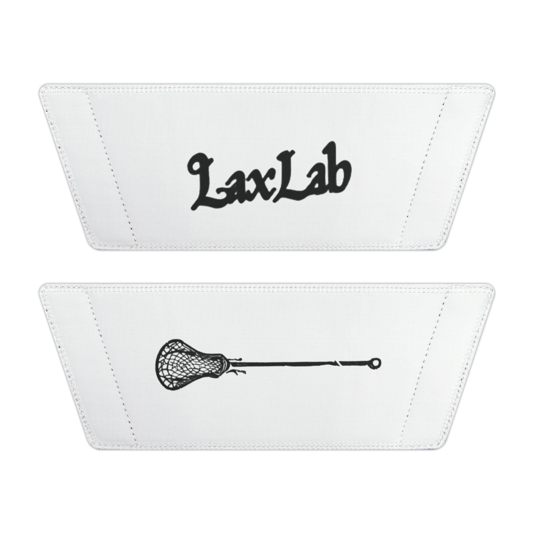 Youth Lacrosse Slide Sandals – Adjustable White Removable-Strap Slides with Lacrosse Stick Graphic