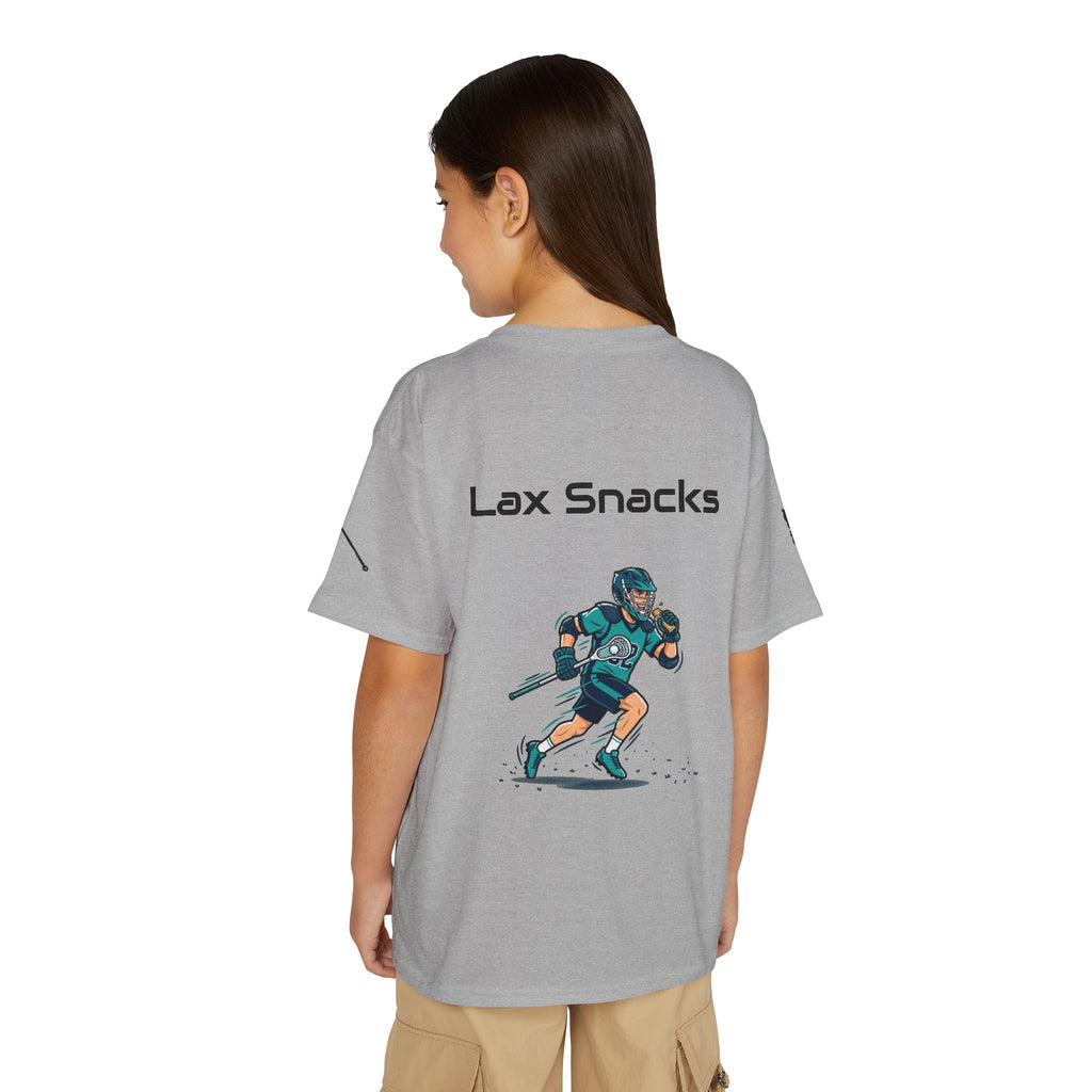 Youth Lacrosse T-Shirt — 'Lax Snacks' Player Graphic