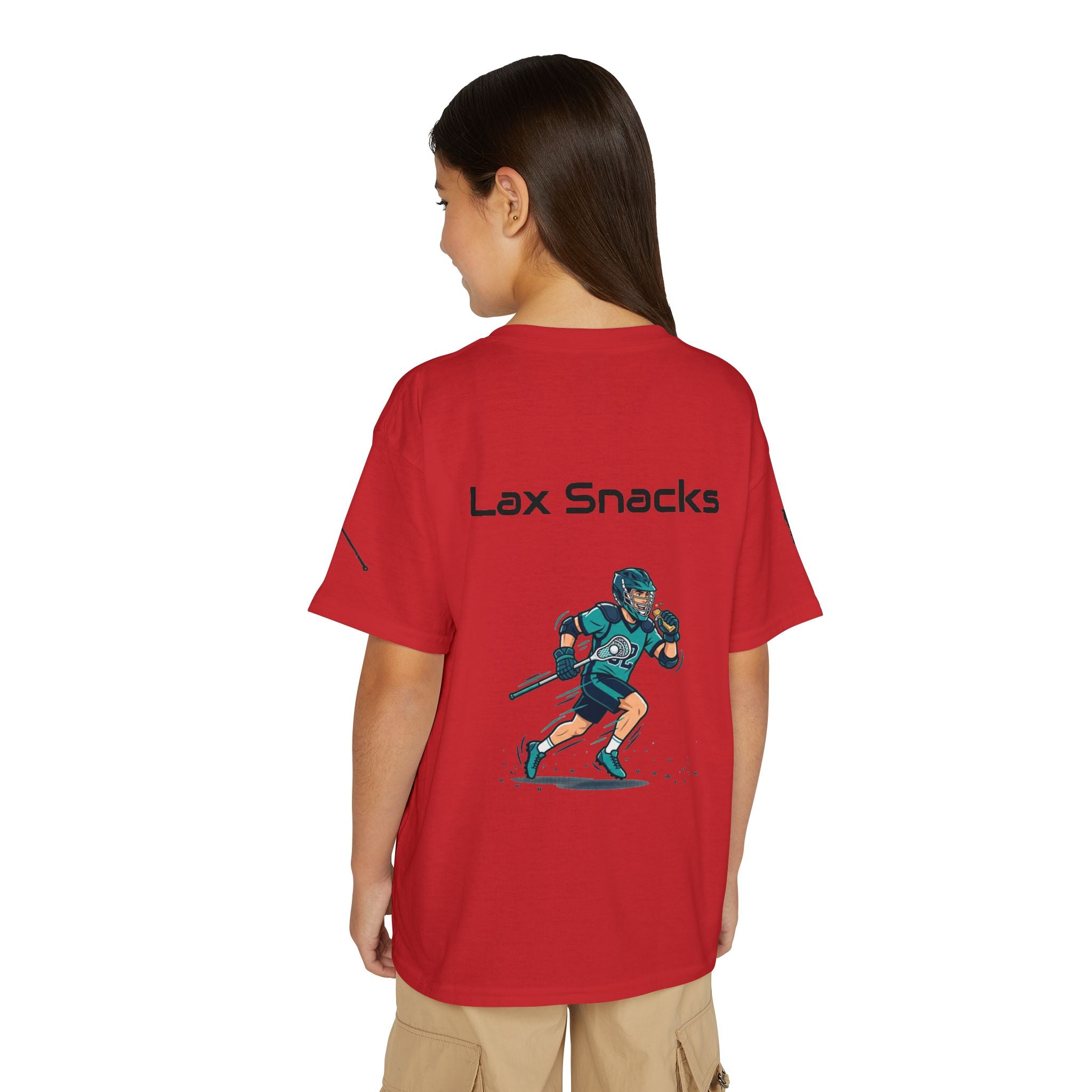 Youth Lacrosse T-Shirt — 'Lax Snacks' Player Graphic