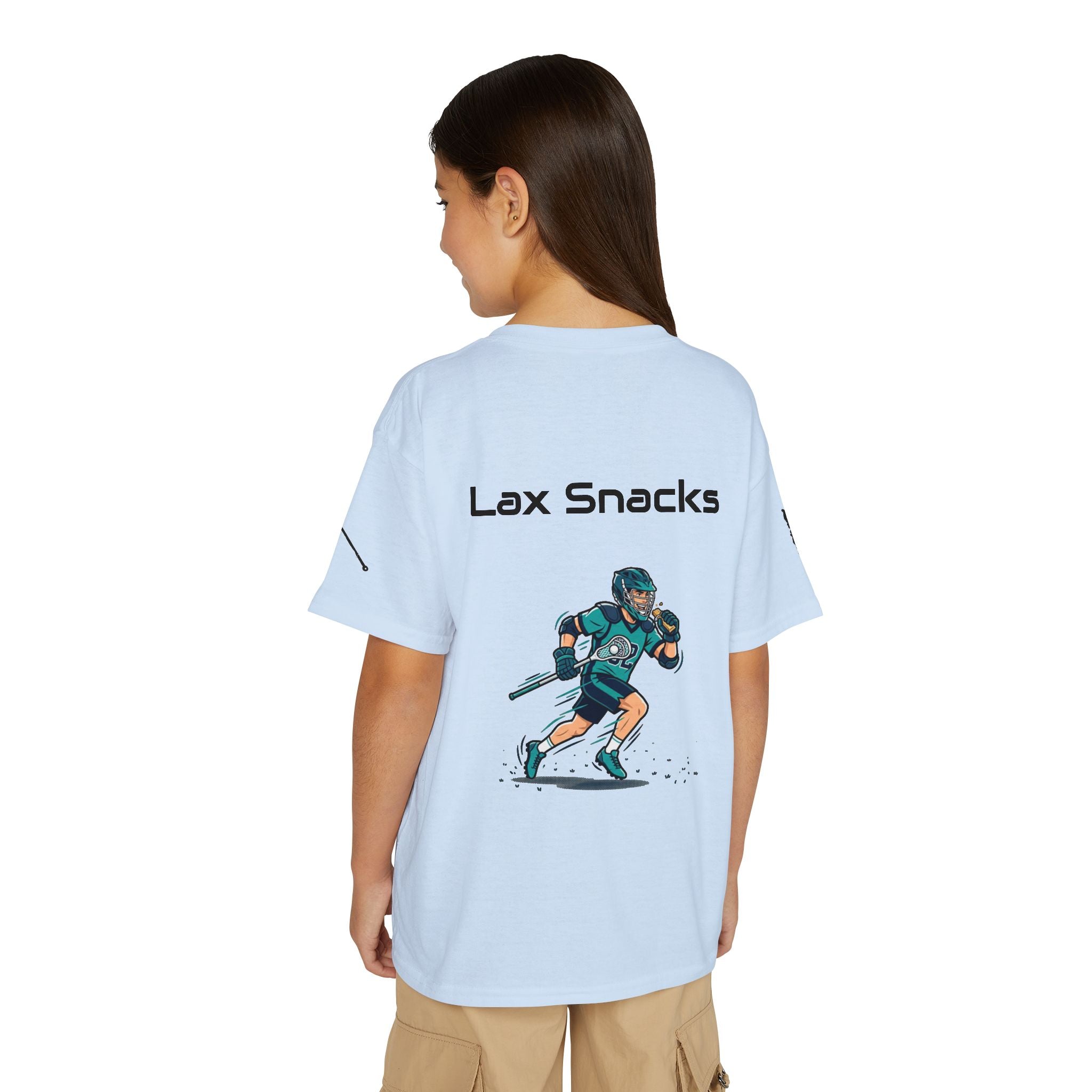 Youth Lacrosse T-Shirt — 'Lax Snacks' Player Graphic