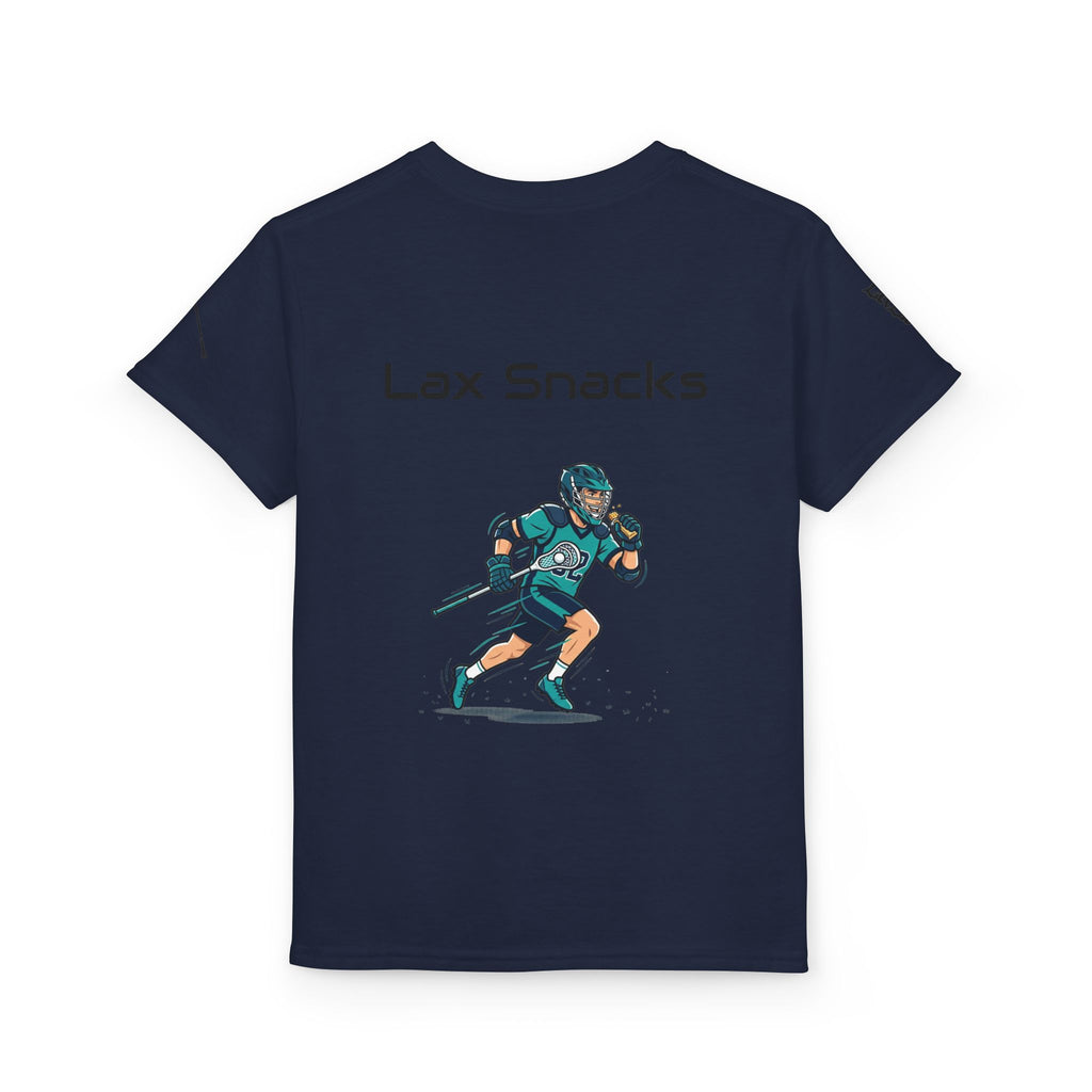 Youth Lacrosse T-Shirt — 'Lax Snacks' Player Graphic