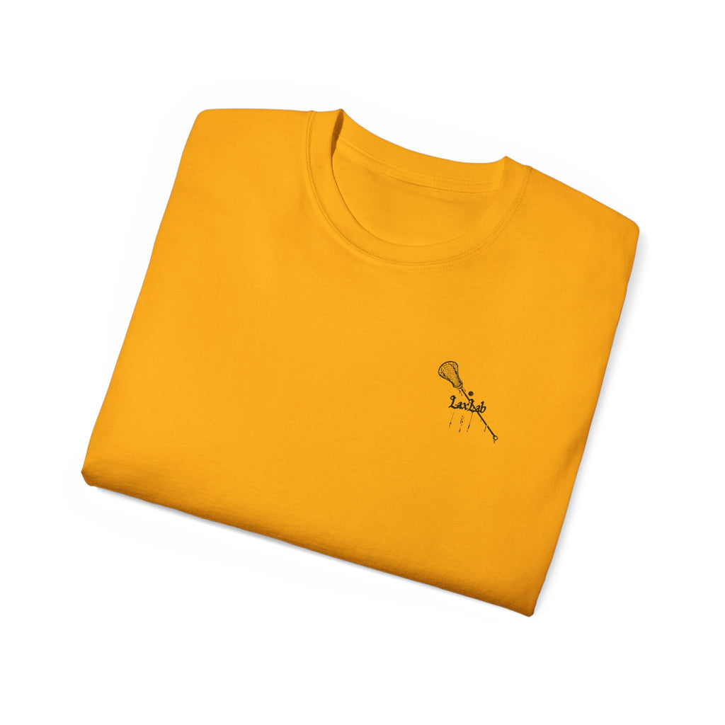 Lacrosse Graphic Tee — "Sorry. Can't. Lacrosse. Bye." White Cotton Shirt
