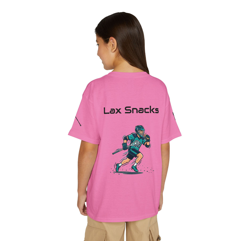 Youth Lacrosse T-Shirt — 'Lax Snacks' Player Graphic
