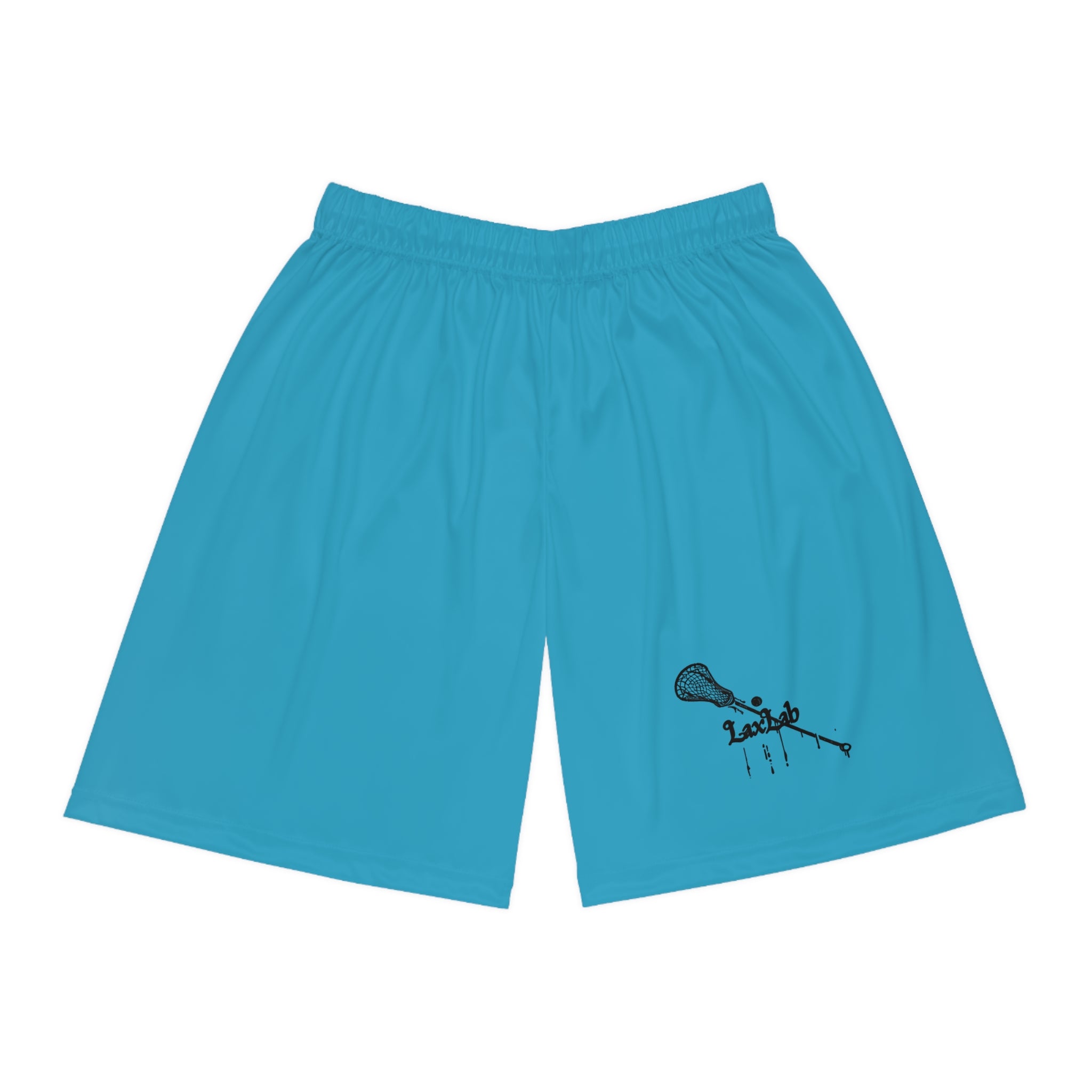 Lacrosse Minimalist Turquise Shorts — Small Lacrosse Stick Graphic