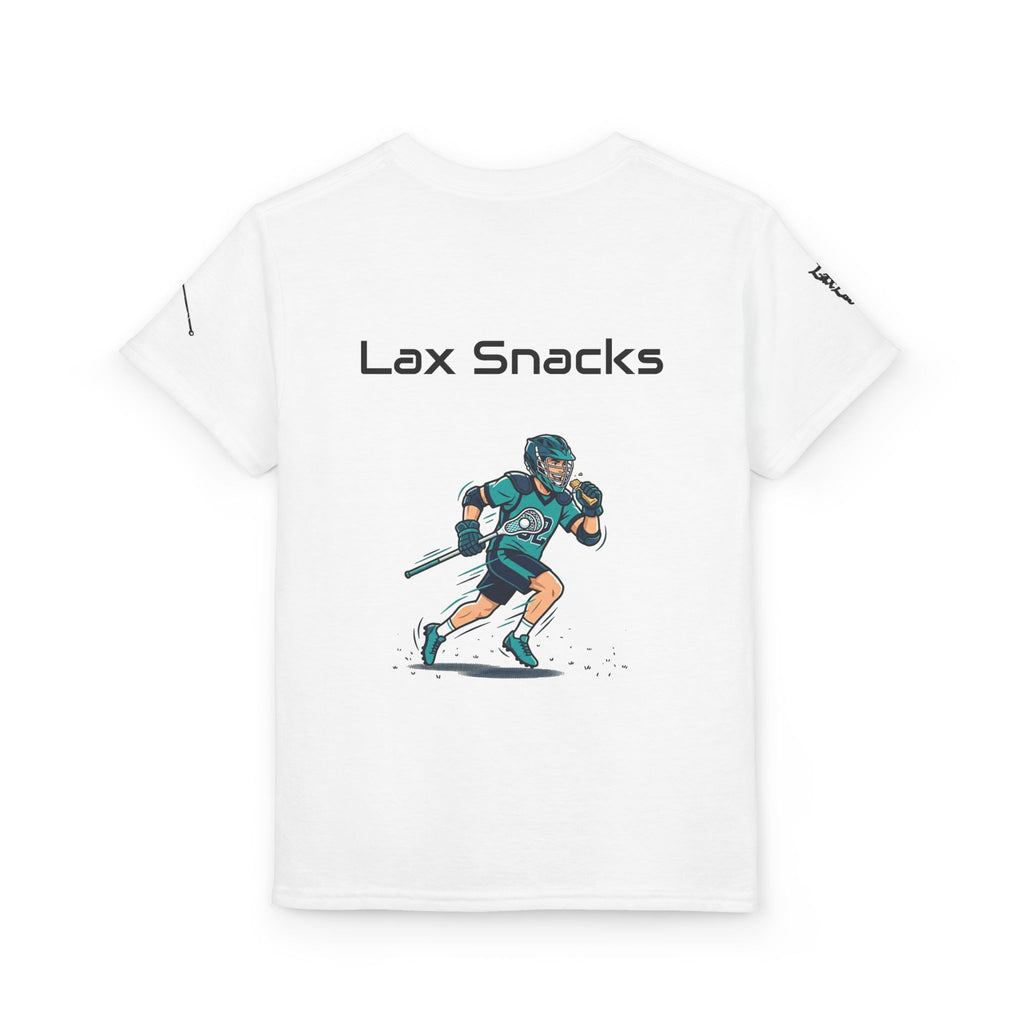 Youth Lacrosse T-Shirt — 'Lax Snacks' Player Graphic