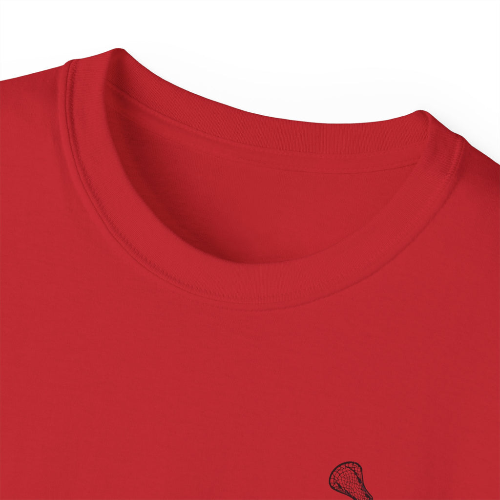 Lacrosse Graphic Tee — "Sorry. Can't. Lacrosse. Bye." White Cotton Shirt
