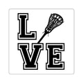 Lacrosse Love Square Sticker — Black & White Sports Decal