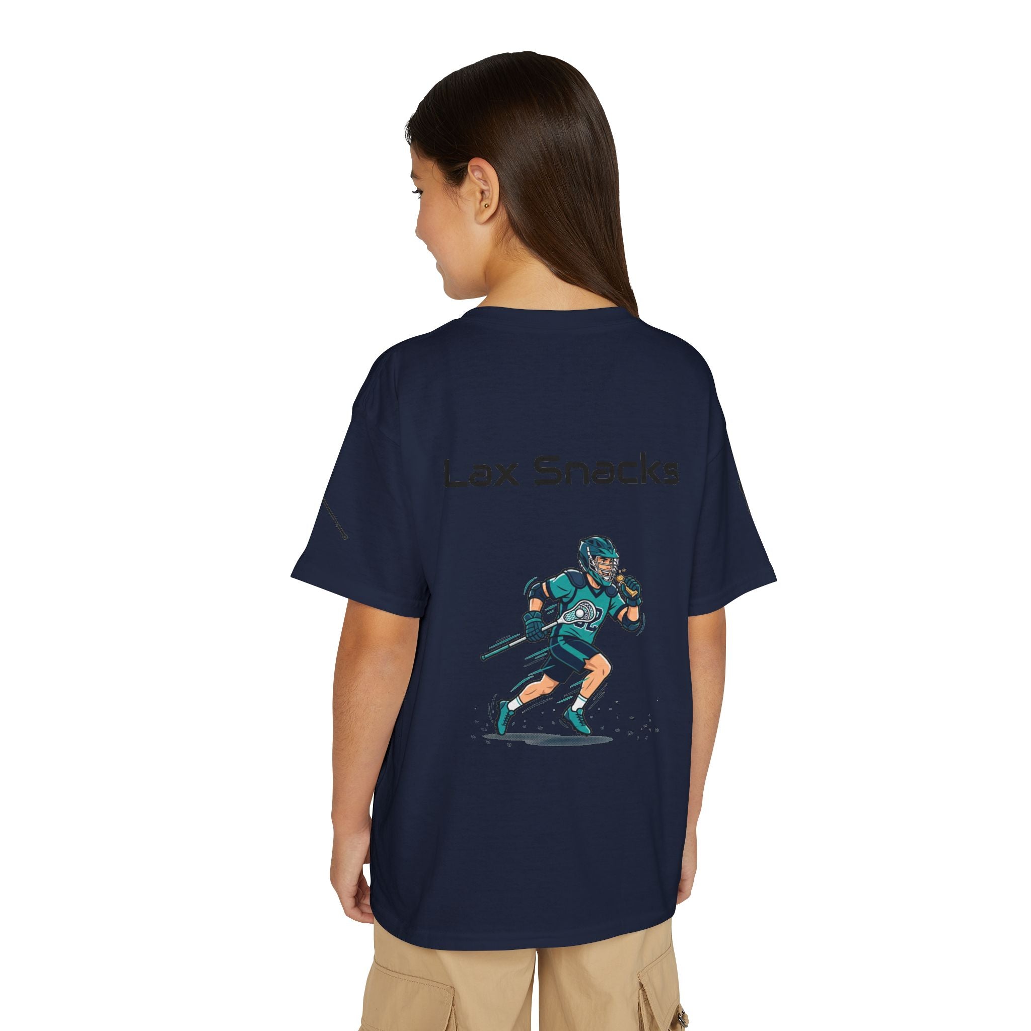 Youth Lacrosse T-Shirt — 'Lax Snacks' Player Graphic